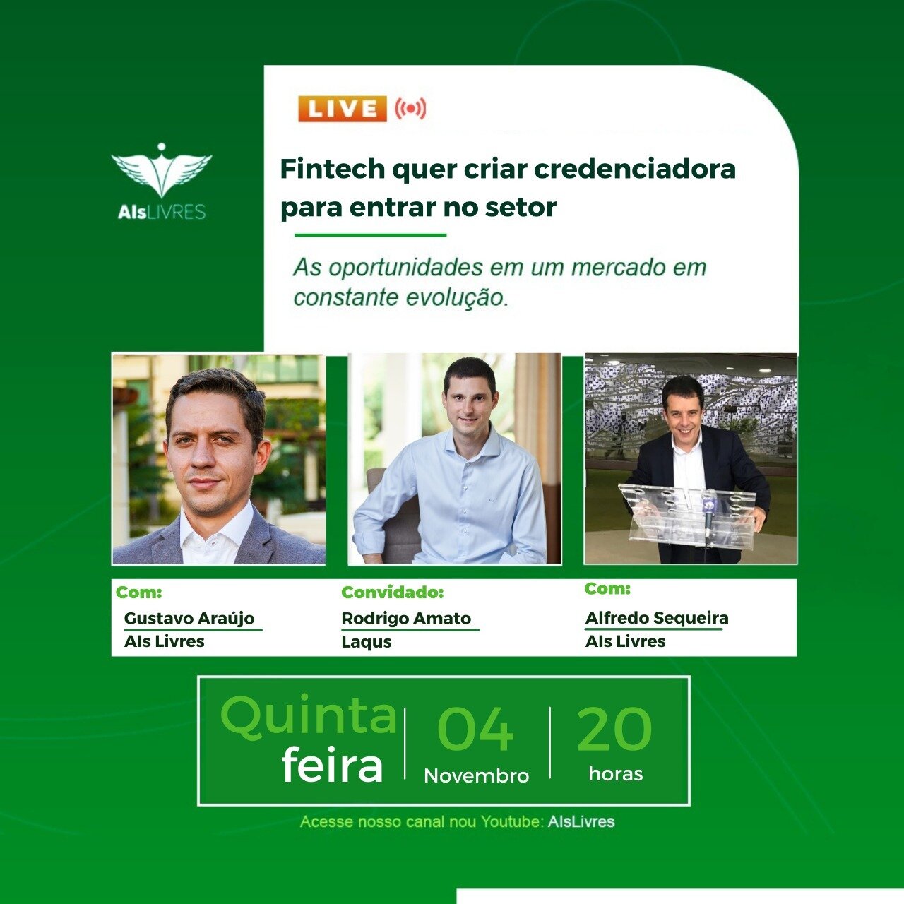 AIs Livres promove live com fintech que quer criar credenciadora