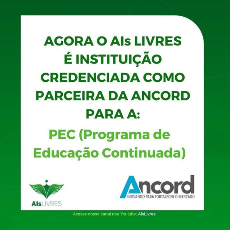 AIs Livres é nova instituição credenciada pela Ancord para a PEC da Educação Continuada