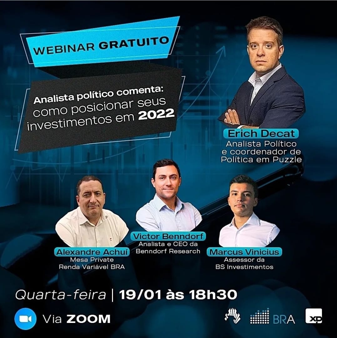 Webinar: como posicionar seus investimentos em 2022 com o analista político Erich Decat