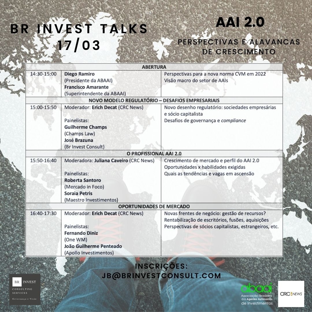 BR Talks Invest também contará com a participação de Roberta Santoro e Soraia Petris