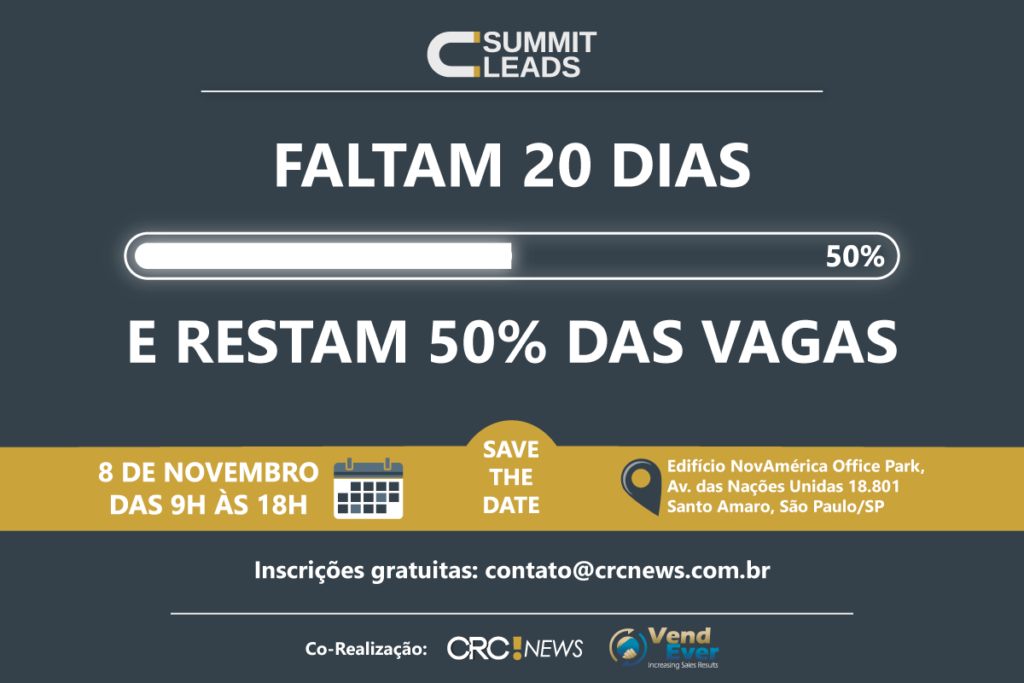 A 20 dias do evento, 50% das inscrições do Summit Leads já foram realizadas